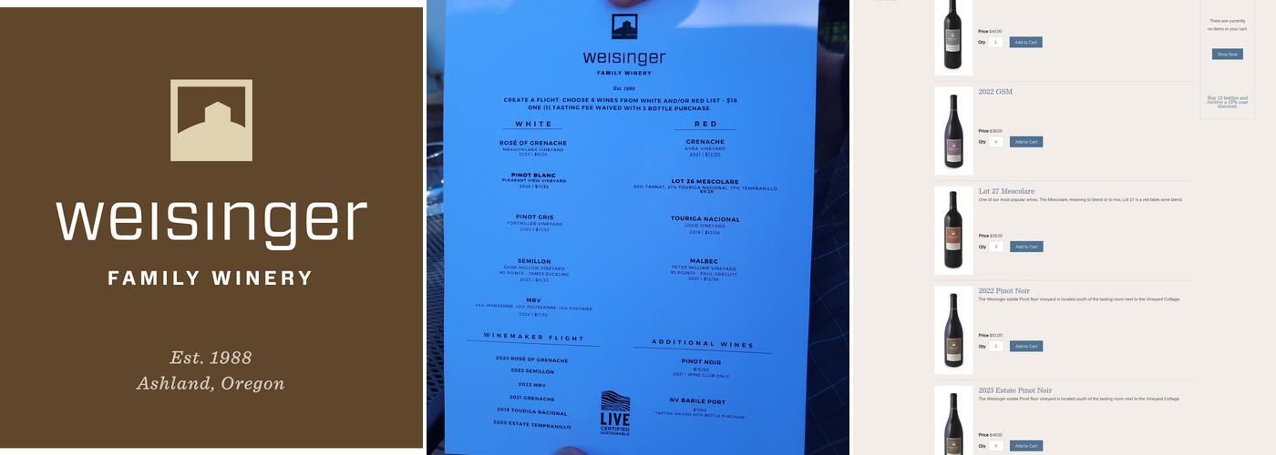 Weisinger Family Winery Menu