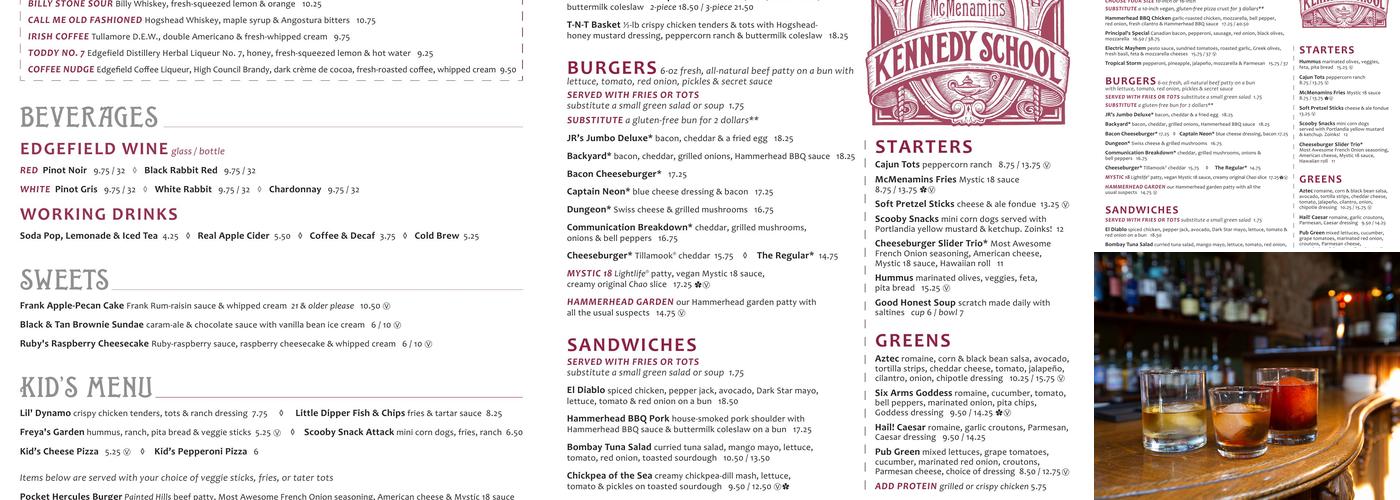 McMenamins Detention Bar Menu