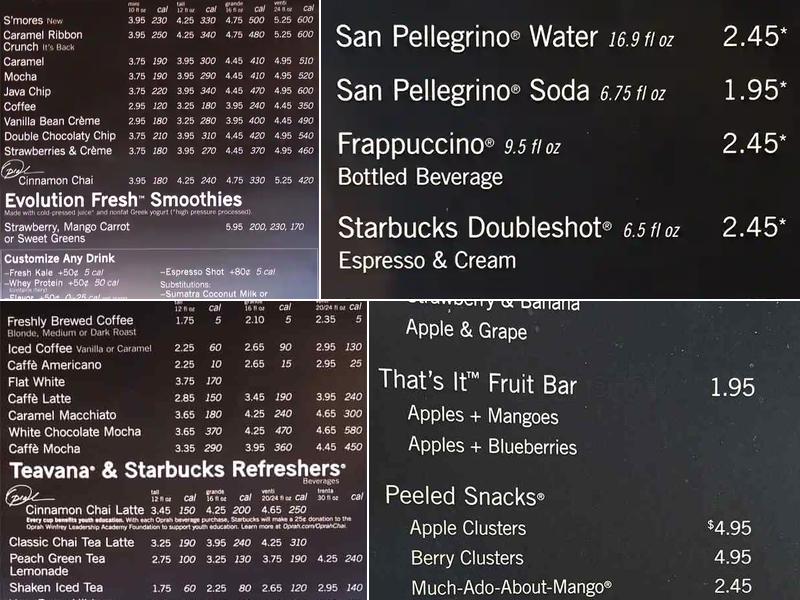 Starbucks Menu