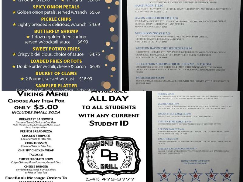 Sagebrush Saloon & BBQ LLC Menu
