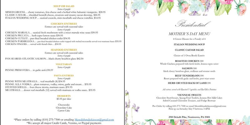 Presidential Caterers Wedding & Event Venue Menu