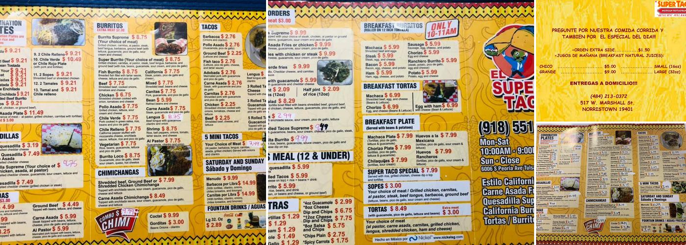 El Super Taco Menu