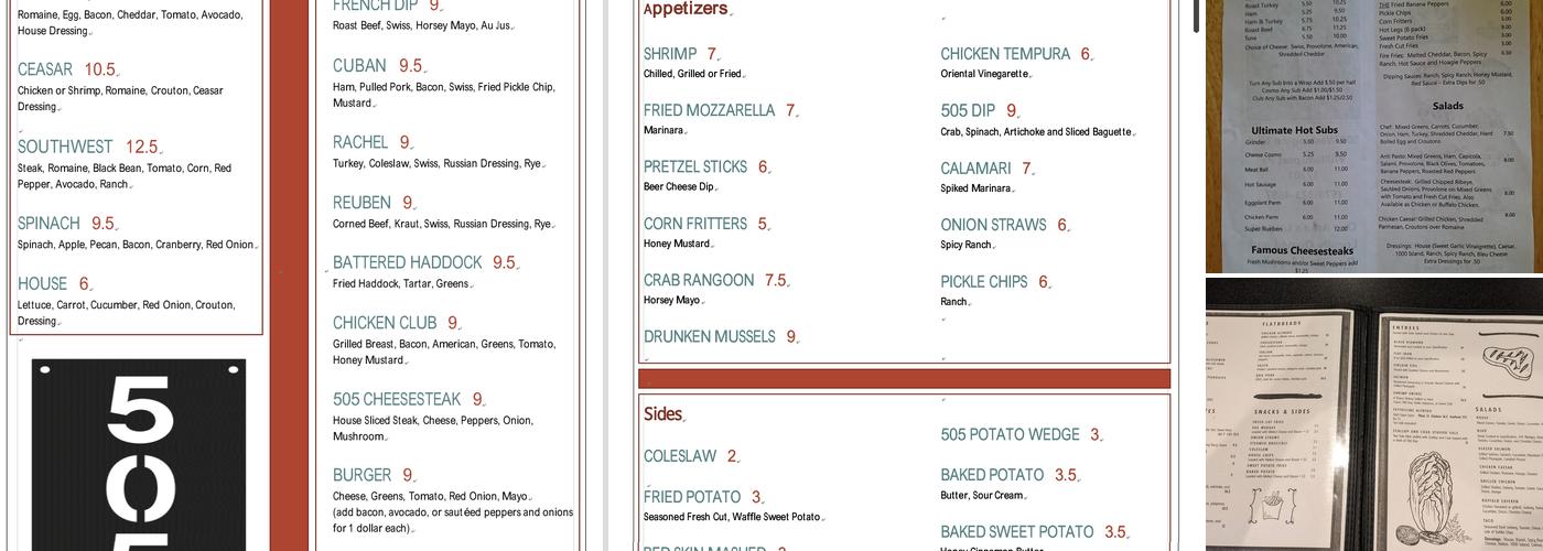 505 Menu