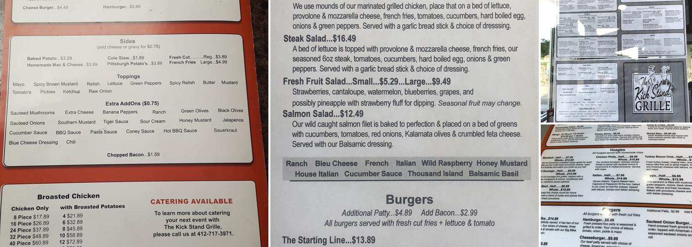 The Kick Stand Grille Menu