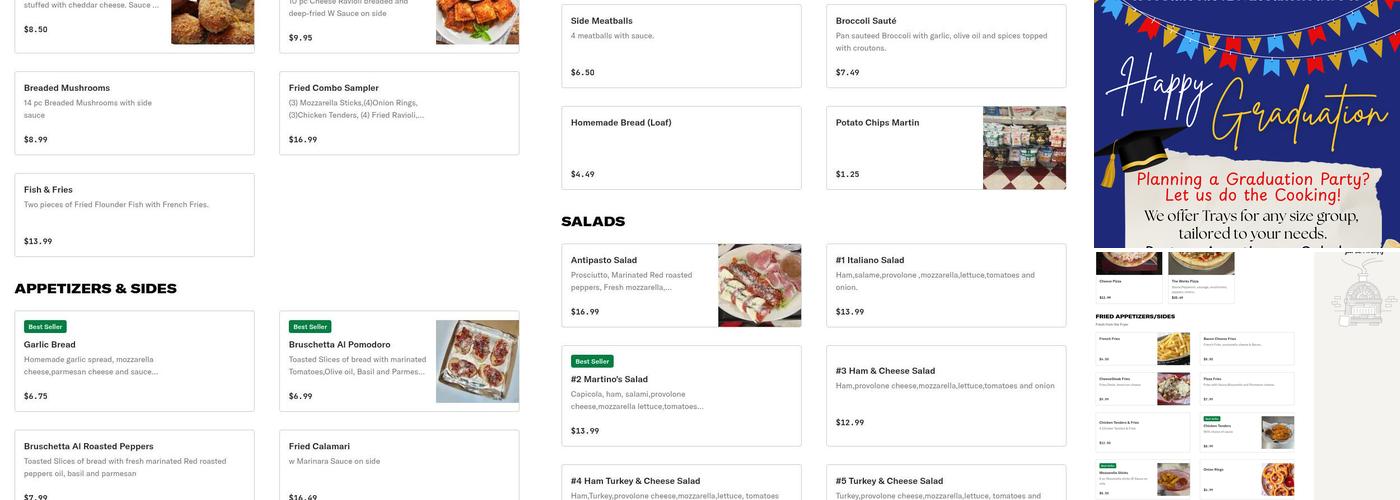 Martino's Italian Traditions Menu