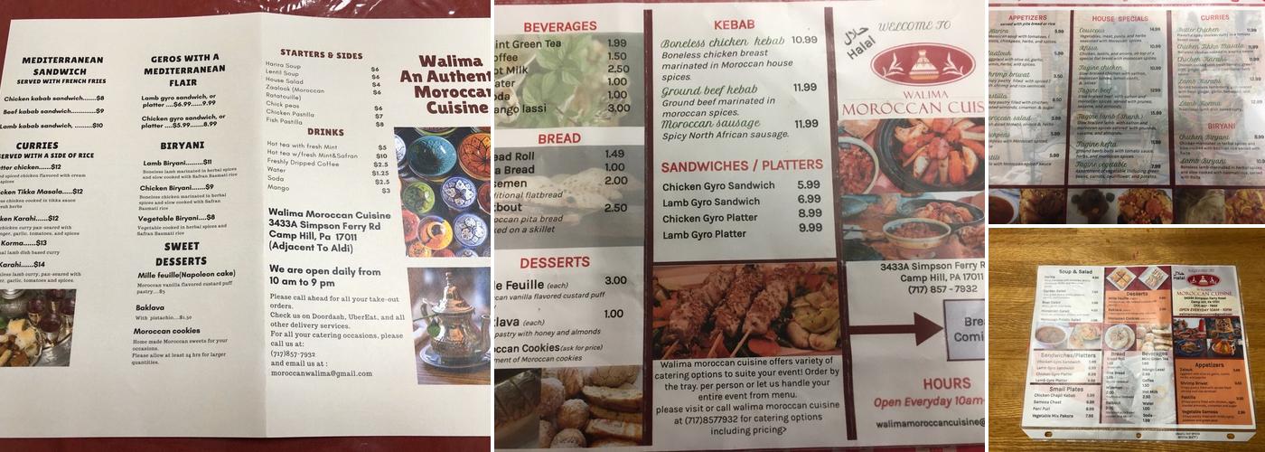 Walima Moroccan Cuisine Menu