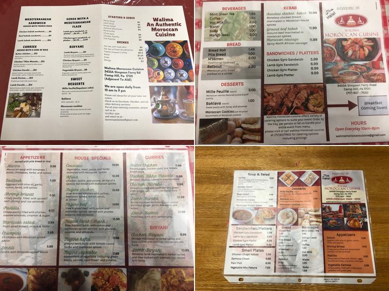 Walima Moroccan Cuisine Menu
