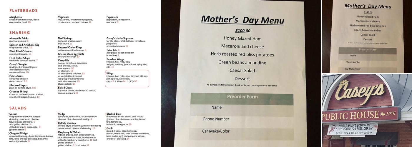 Casey's Public House Menu