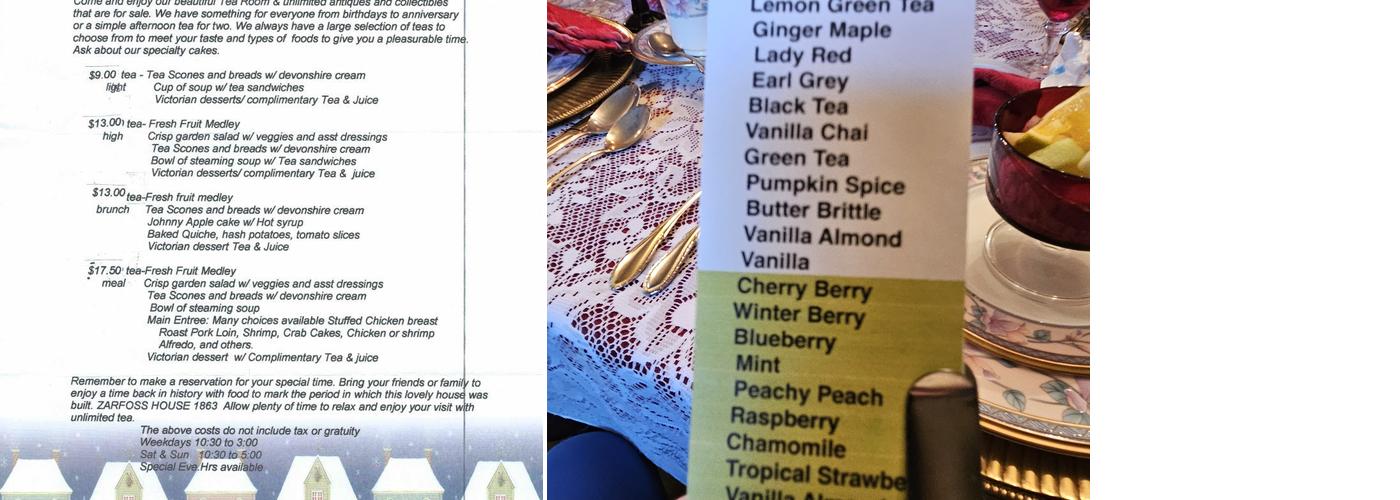Old Farm House Tea Room Menu
