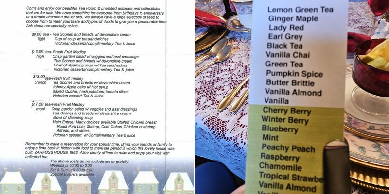 Old Farm House Tea Room Menu