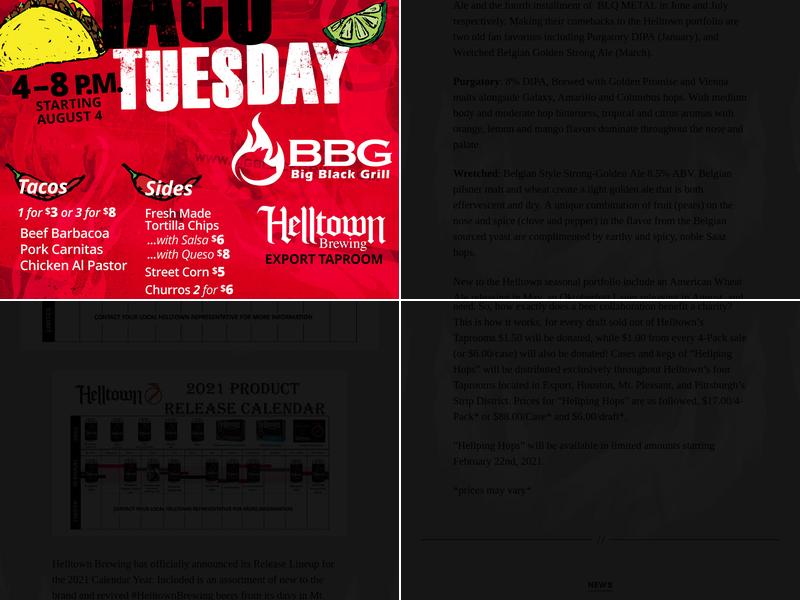 Helltown Brewing Menu