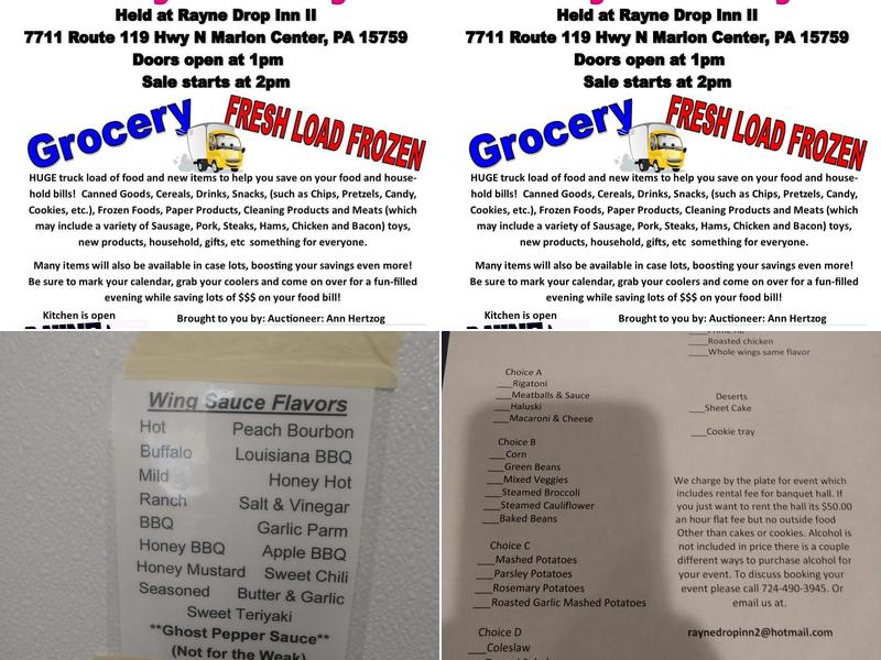 Rayne Drop Inn II Menu