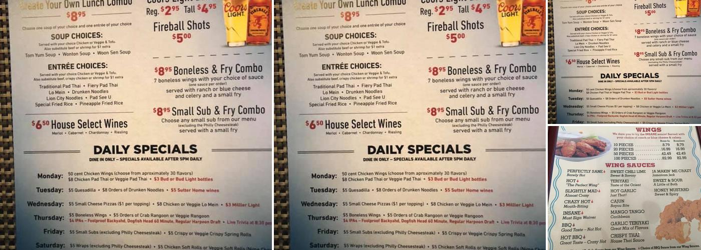Crazy Wingz Menu