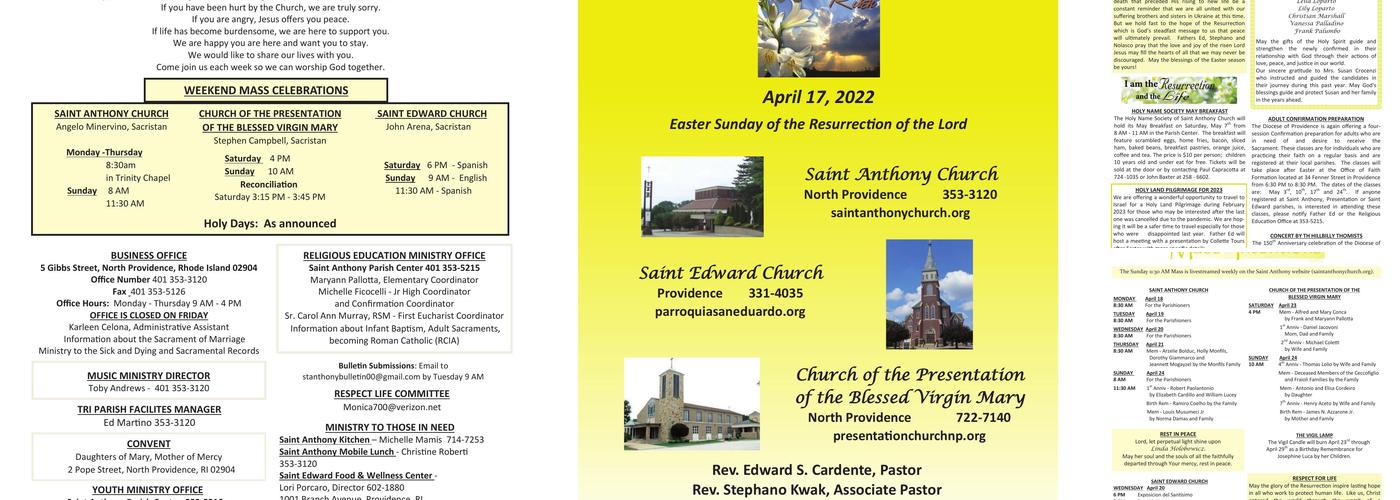 Saint Anthony's Roman Catholic Church Menu