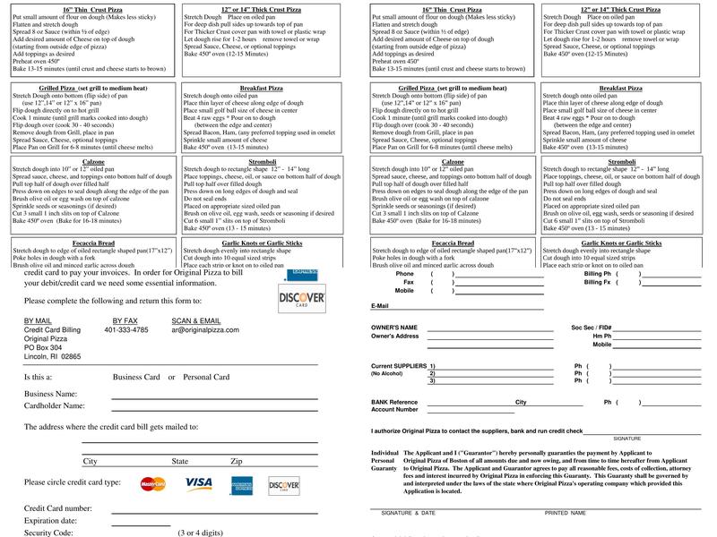 Original Pizza of Boston Menu