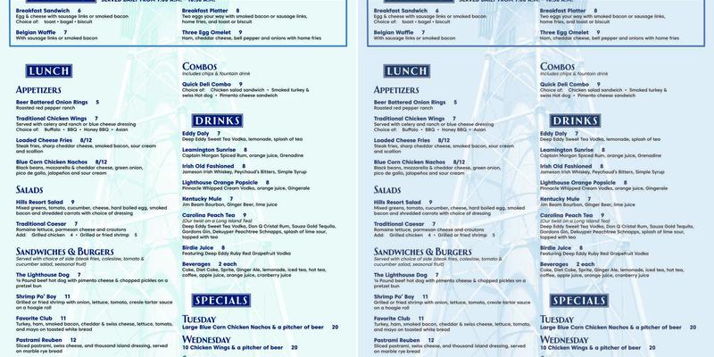 Arthur Hills Grill Menu