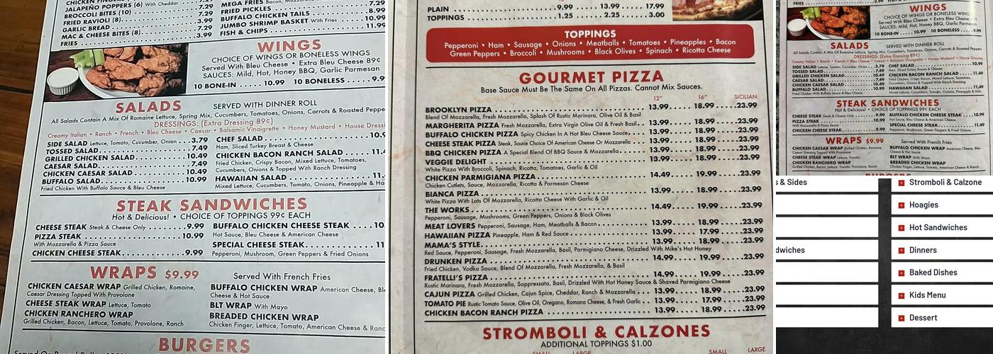 Fratelli's Pizza Menu