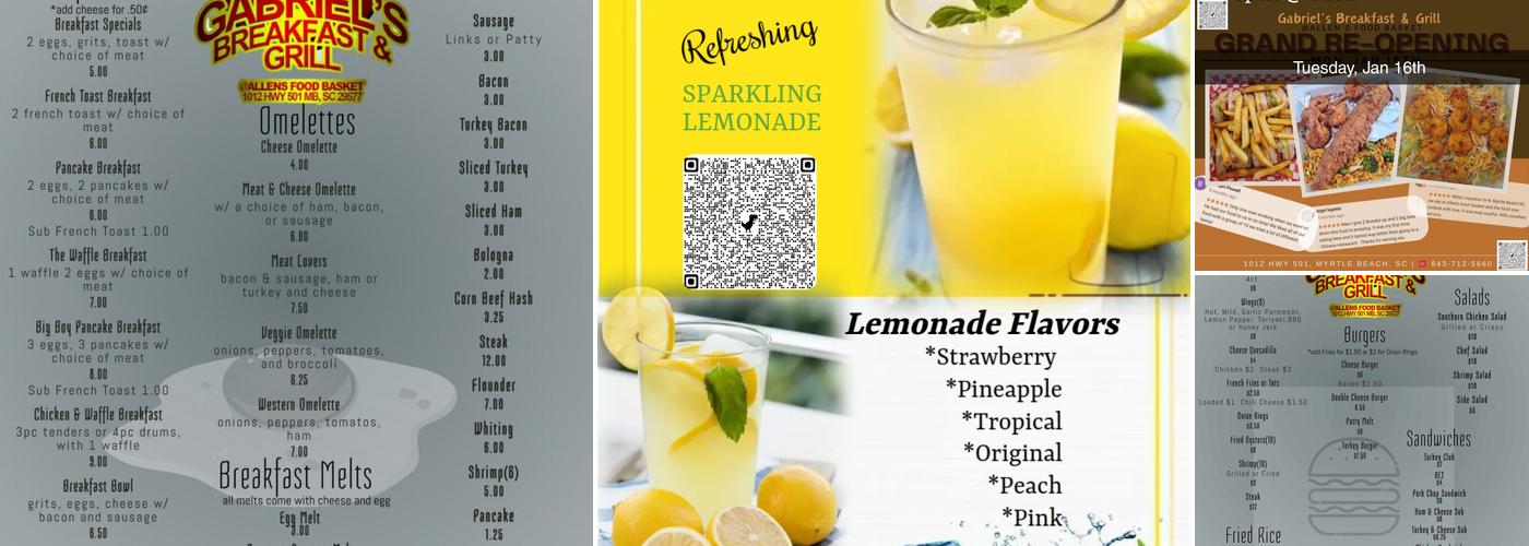 Gabriel's Breakfast & Grill @ Allen's Food Basket Menu