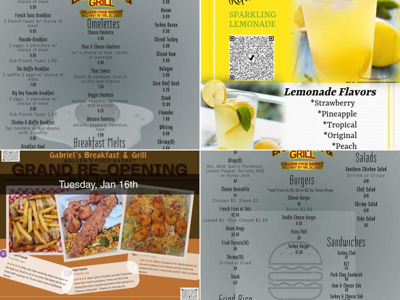 Gabriel's Breakfast & Grill @ Allen's Food Basket Menu