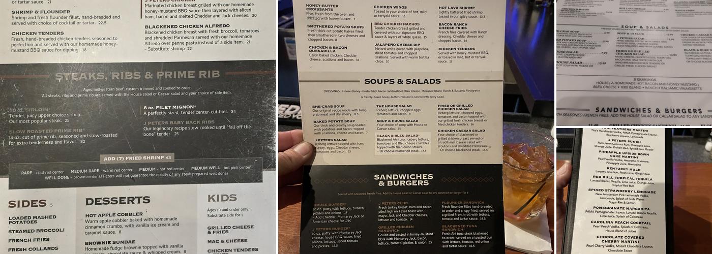 J Peters Grill & Bar - Mauldin Menu