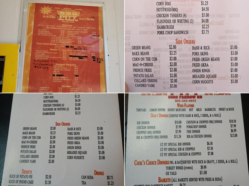 Barbeque Pit Menu