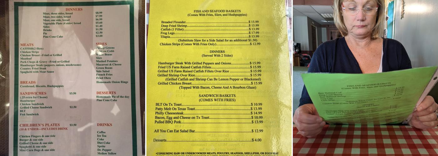 Pine Cove Campsites & Motel Menu