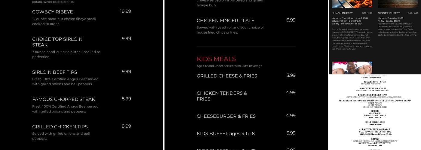 Austin's Steak & Homestyle Buffet Menu