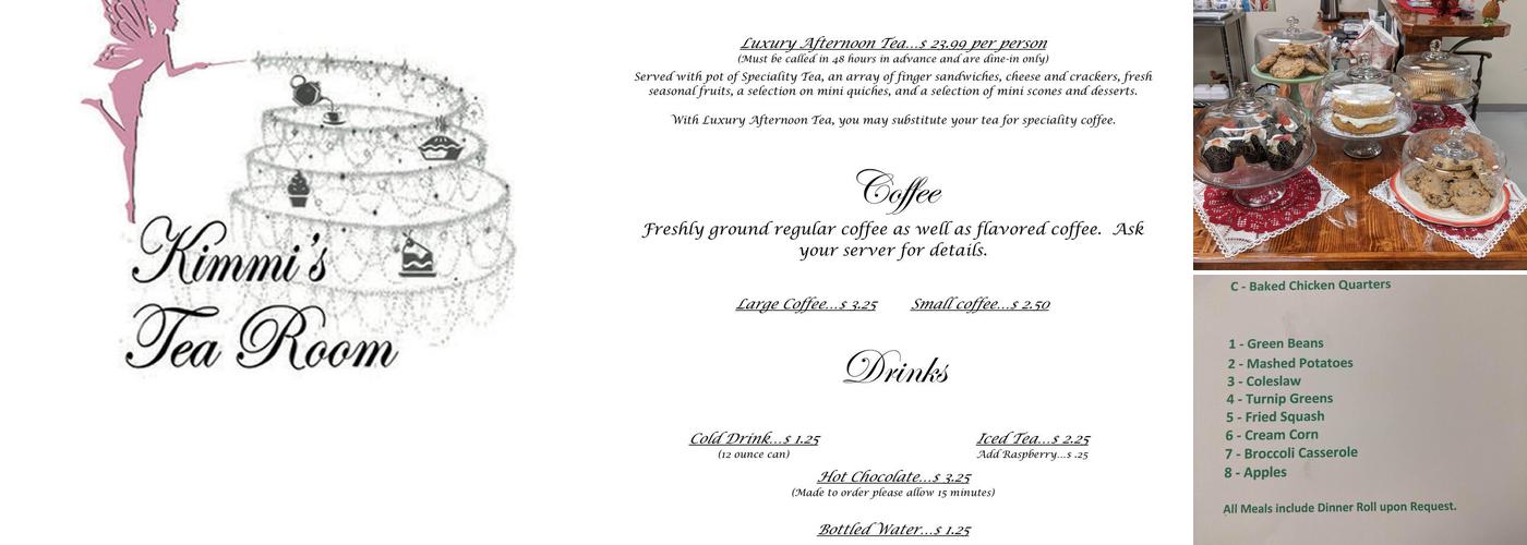 Kimmi's Tea Room Menu