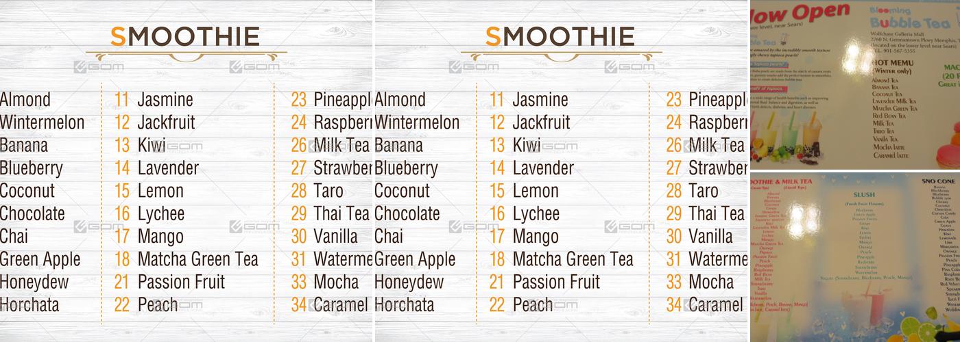 Blooming Bubble Tea Menu