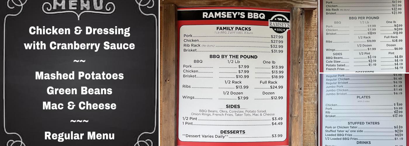 Ramsey's BBQ Menu