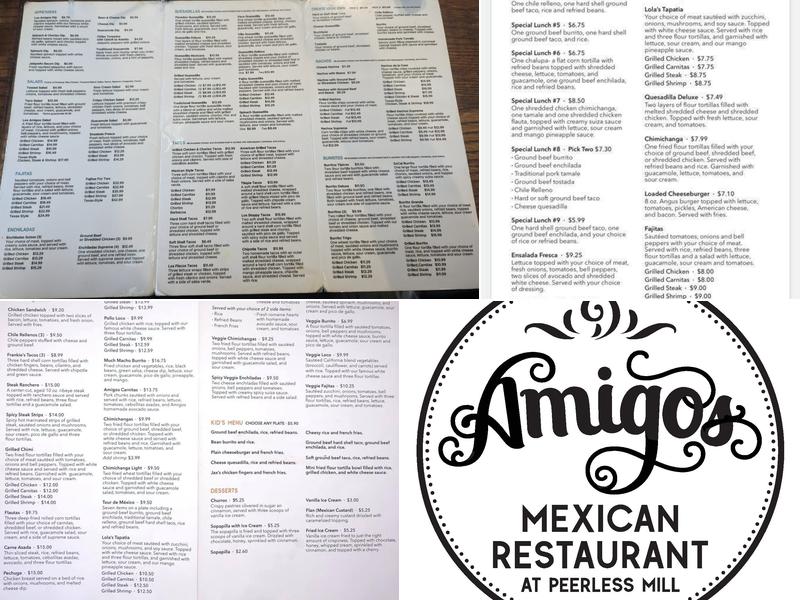 Amigos at Peerless Mill Menu