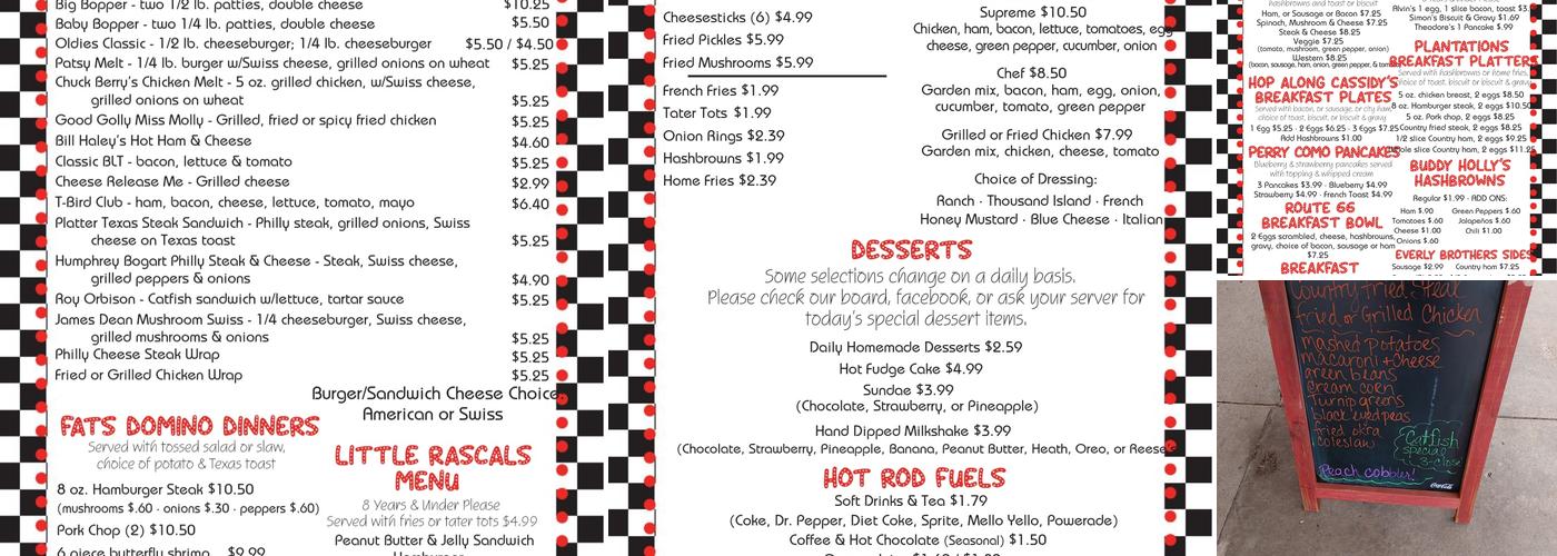 Tim's Main Street Diner Menu