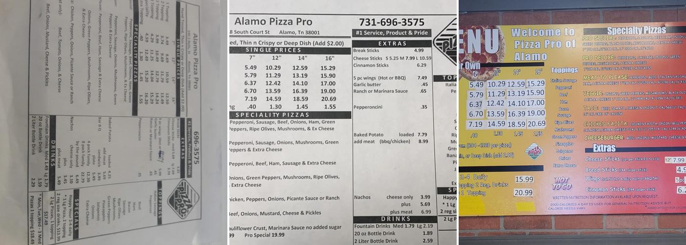Pizza Pro Menu
