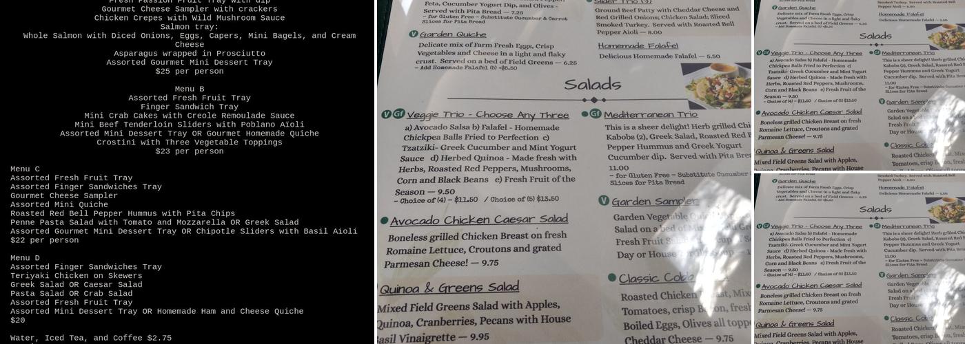 Gardens Restaurant Menu