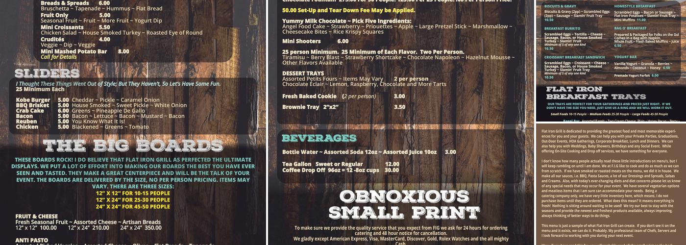 Flat Iron Grill Menu