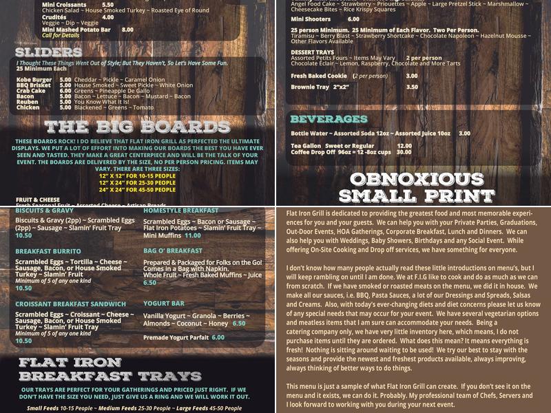 Flat Iron Grill Menu