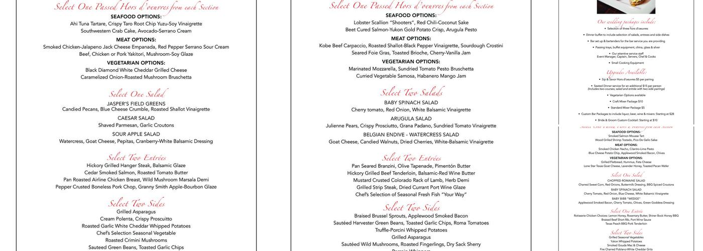 Jasper's Catering Menu