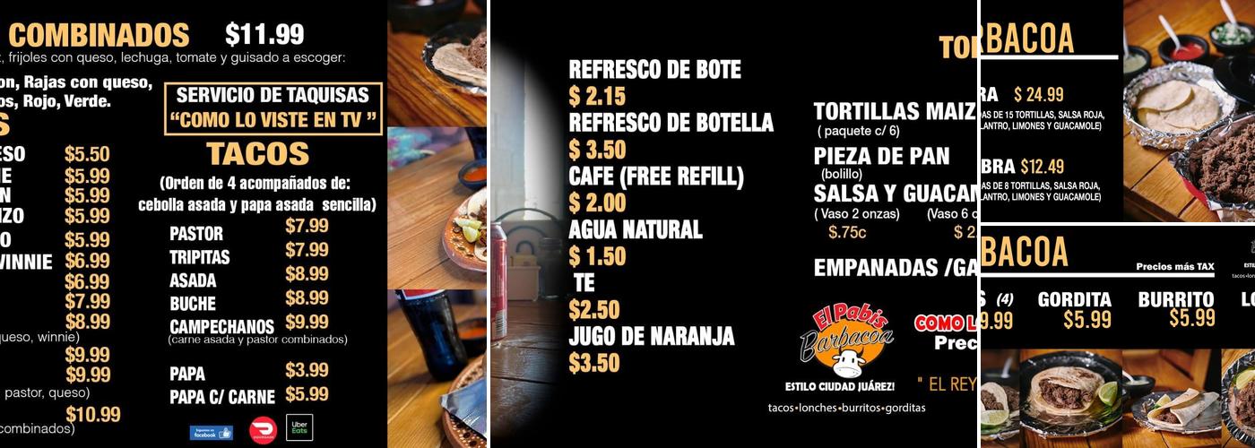 El Pabis Barbacoa Menu