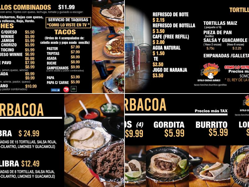 El Pabis Barbacoa Menu