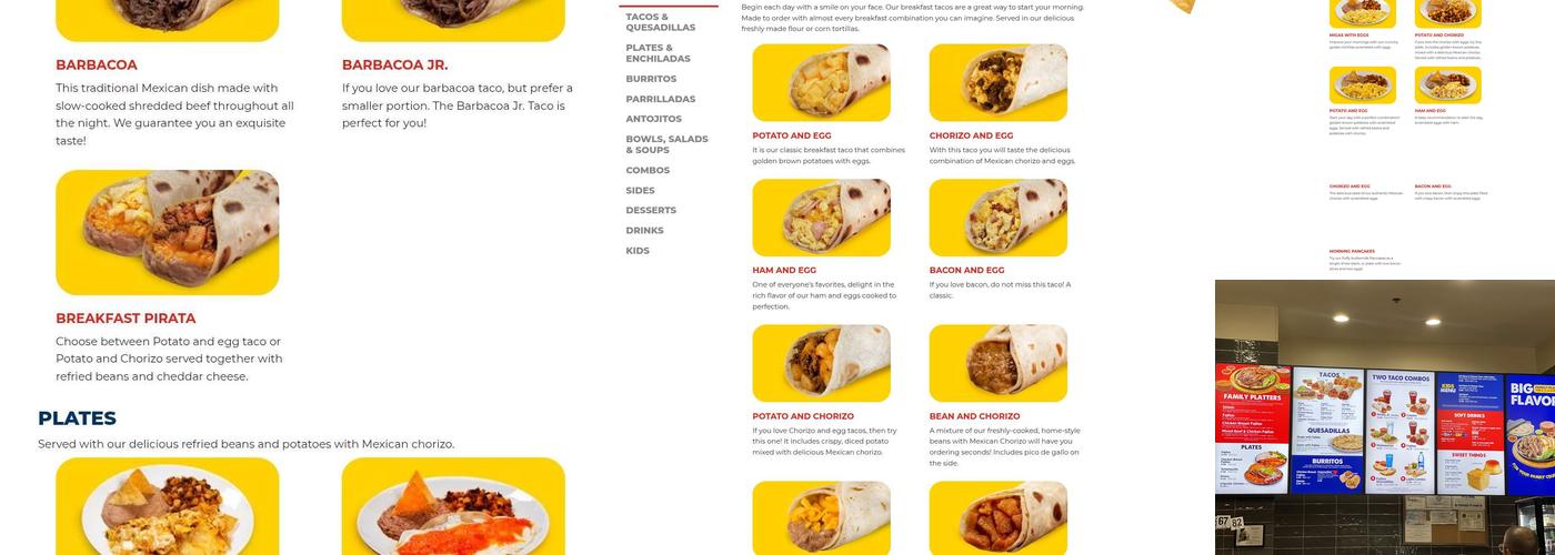 Taco Palenque Loop 20 Menu