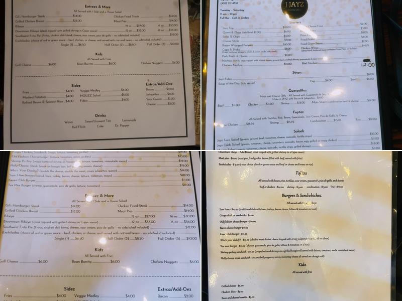J Jayz Bar & Grill Menu