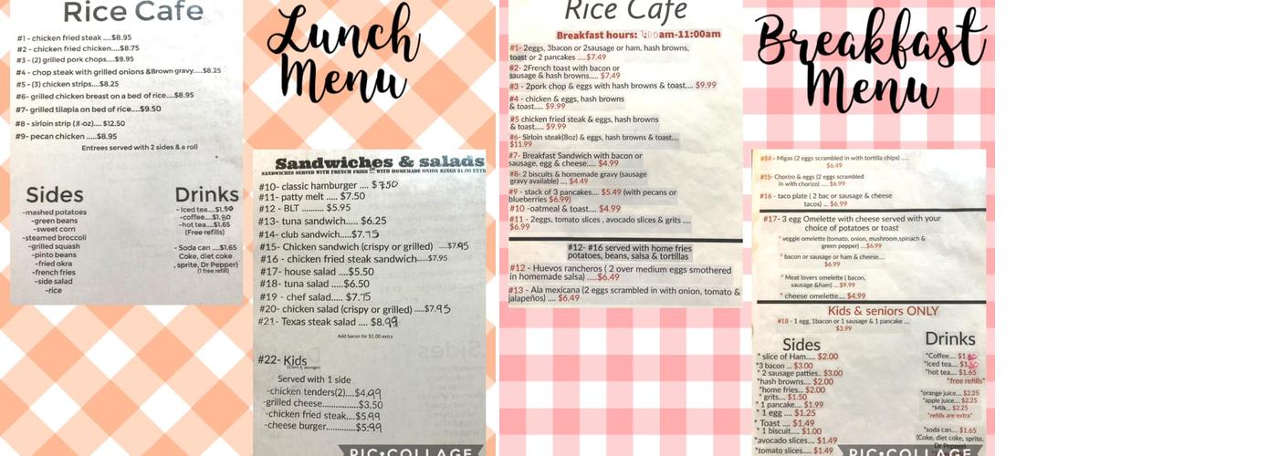Rice Cafe Menu