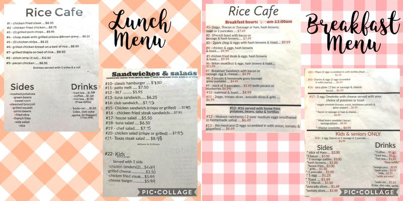 Rice Cafe Menu