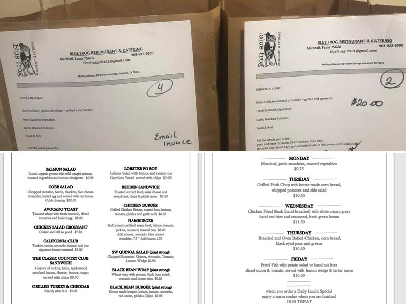 Blue Frog Events & Catering by Shawne Menu