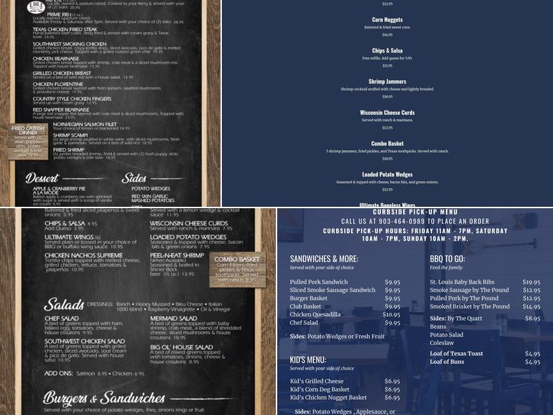 The Point Restaurant Menu