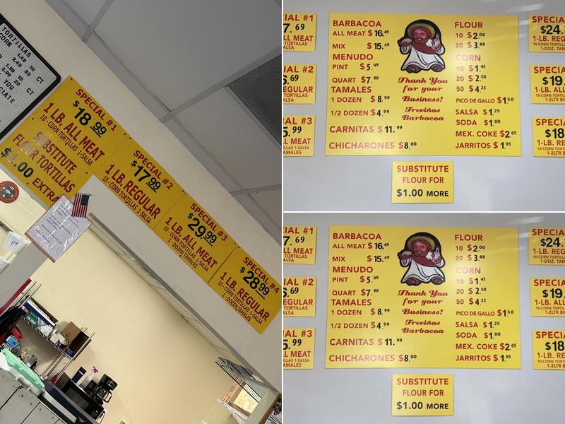 Trevino's Barbacoa Menu