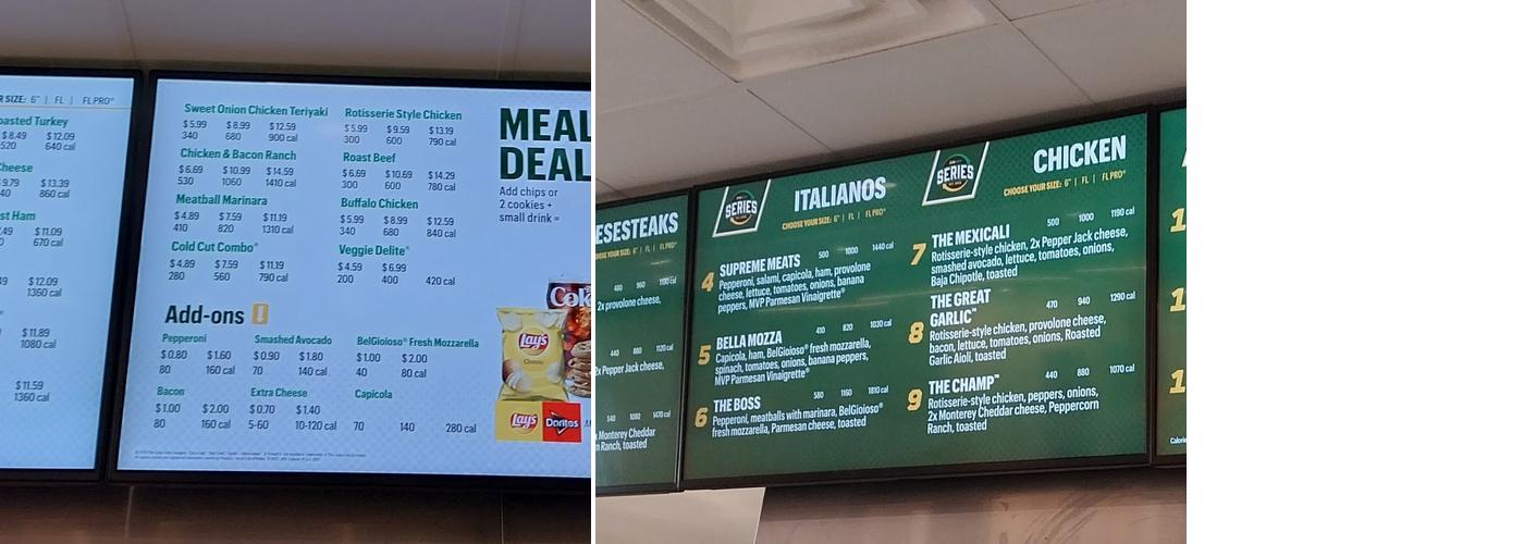 Subway Menu