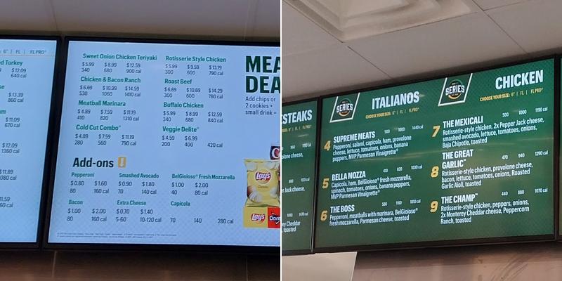 Subway Menu