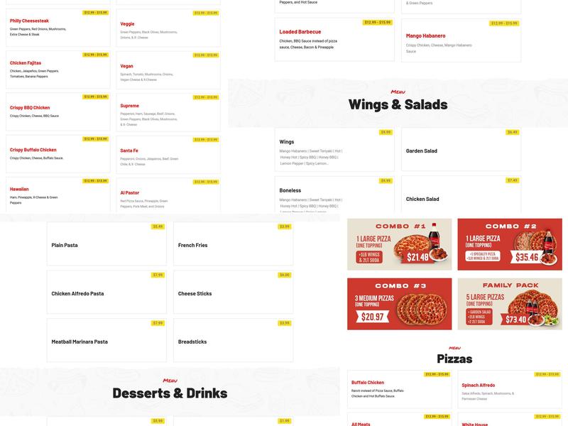 Speedy’s Pizza Menu