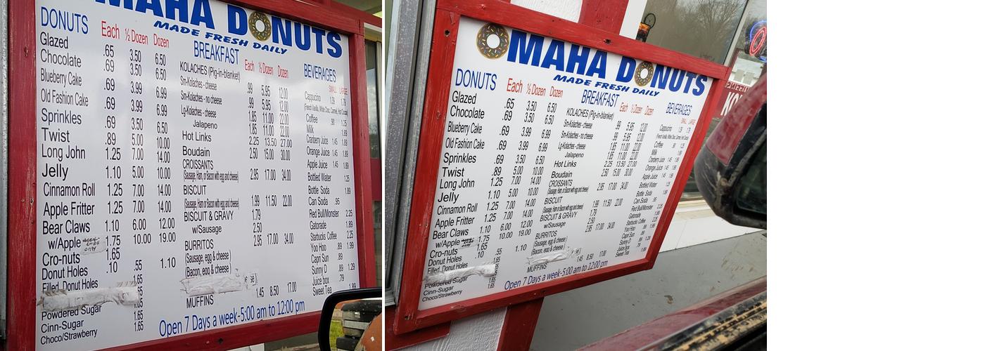 Omaha Donuts Menu